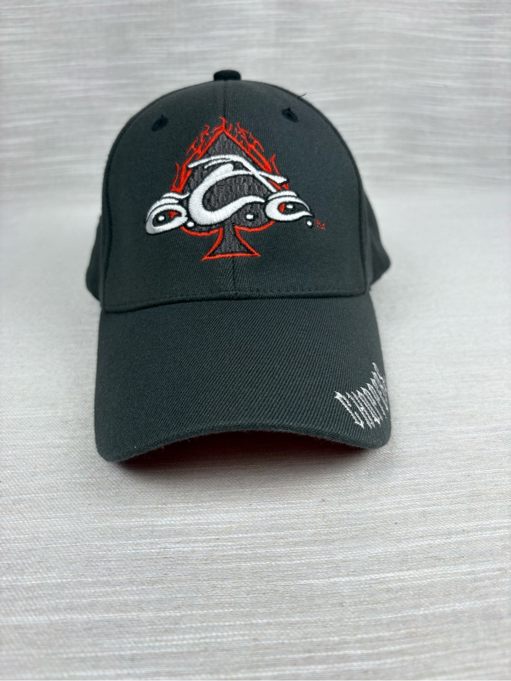 Vintage Orange County Choppers OCC Hat Cap Black Red Flaming Ace of Spades